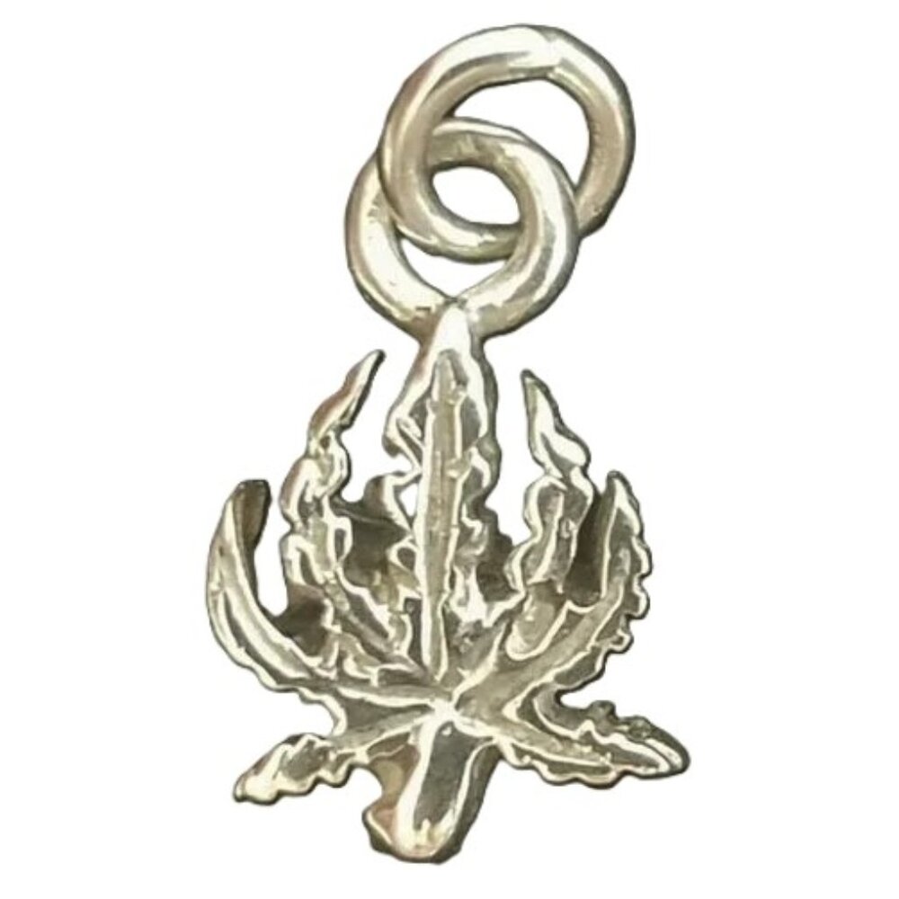 Solid Sterling Silver 925 MJ leaf charm pendant NEW 420 Cannabs weed Last one!
